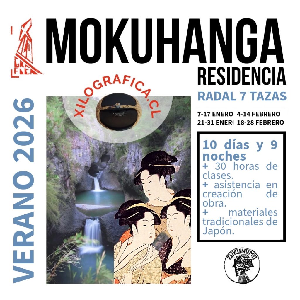 residencia verano 26 mokuhanga Radal 7. tazas. Profesora Paola Beatriz González Farías. Zukunomo.